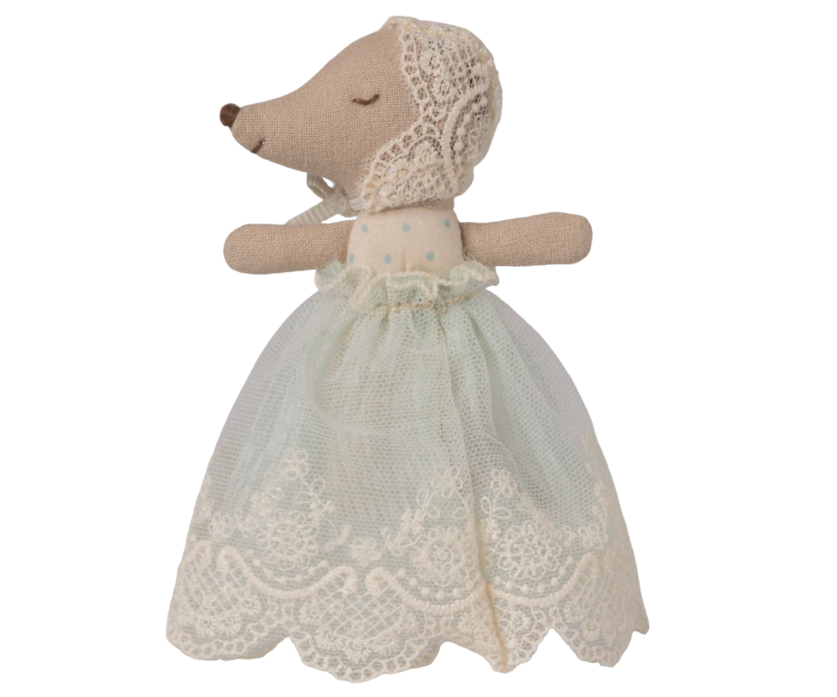 Maileg Baby Mouse in Gown - Mint