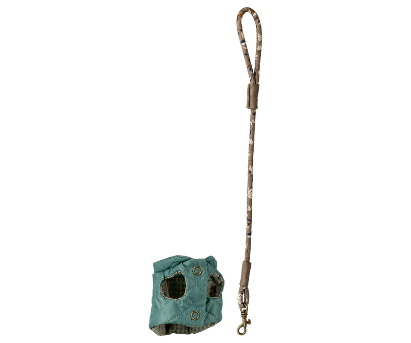 Maileg Pet Supply, Harness and Leash | Dark Mint