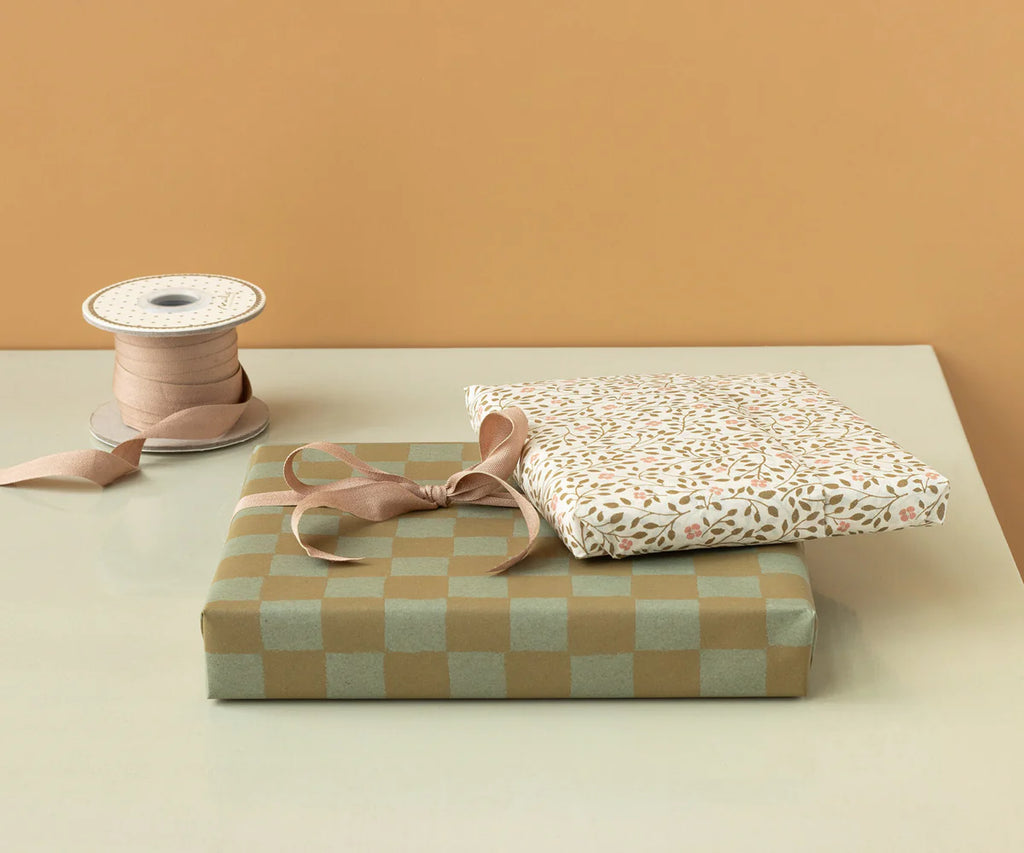 Maileg Gift Wrap - Checker | Mint + Ocher