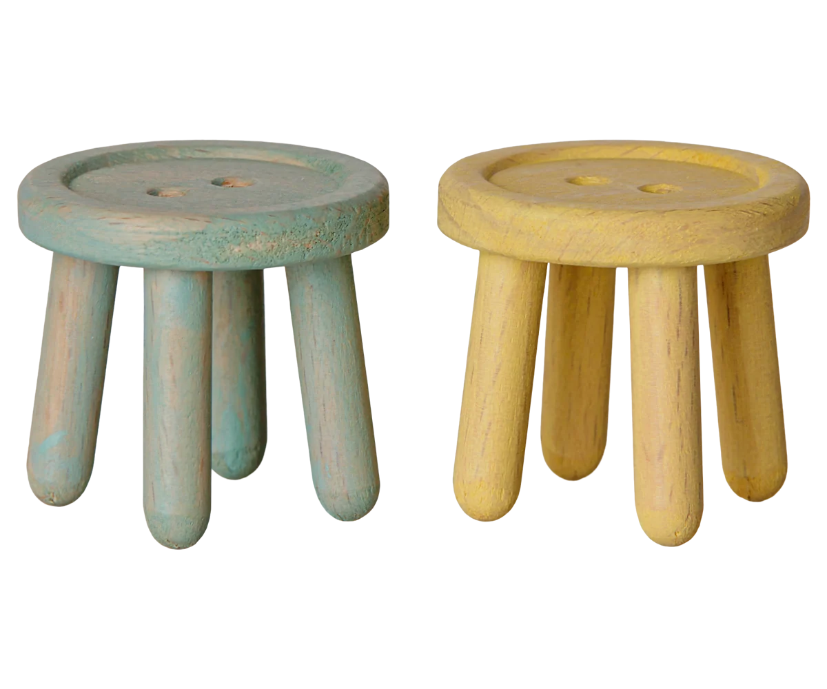 Maileg Stool Set - Mouse | Mint/Light Yellow