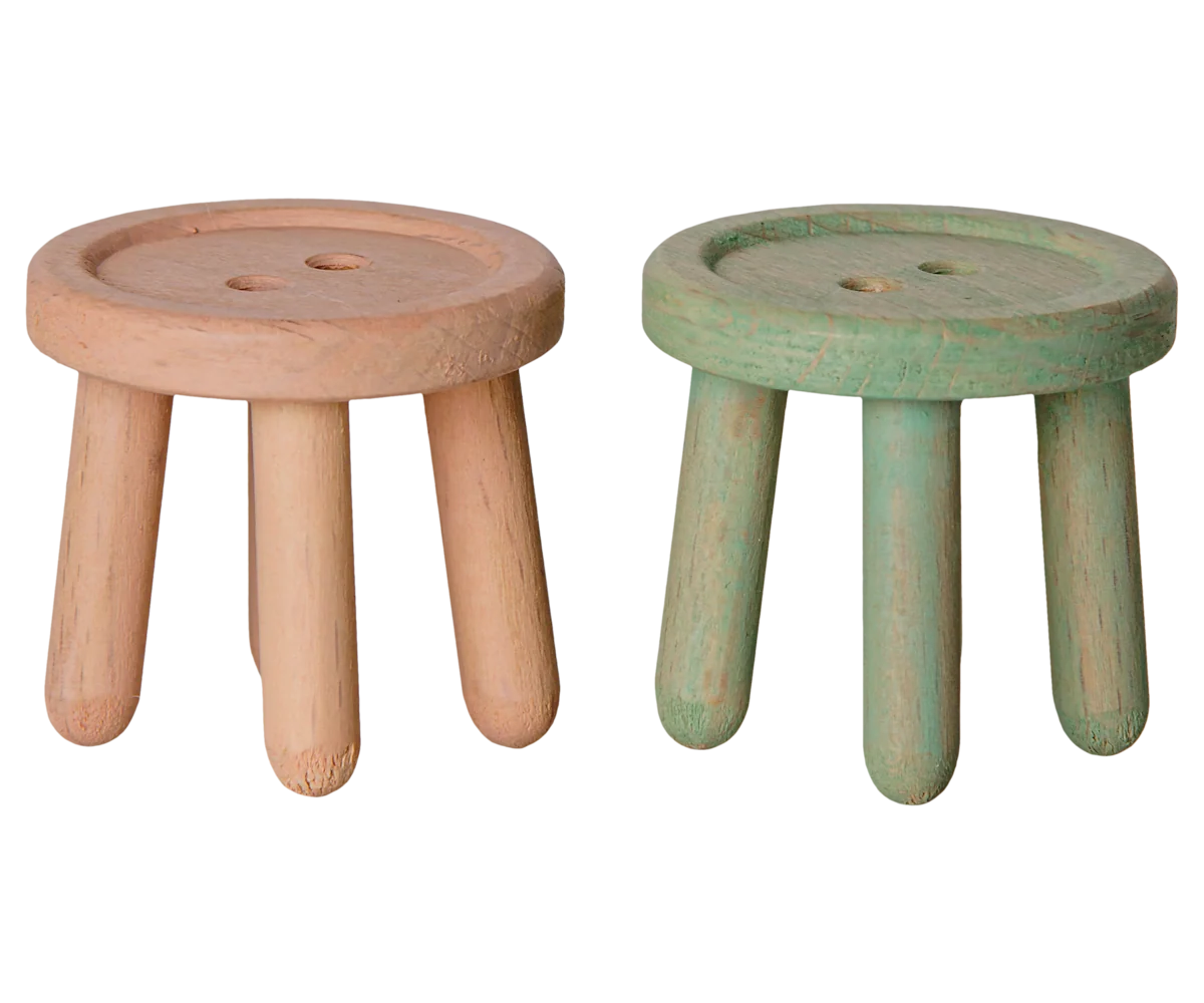 Maileg Stool Set - Mouse | Light Rose/Light Mint
