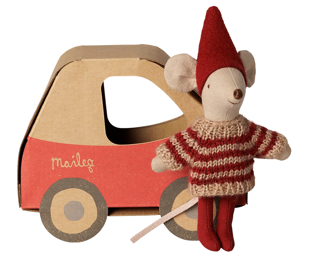Maileg Christmas Mouse - Little Sister in Car Box