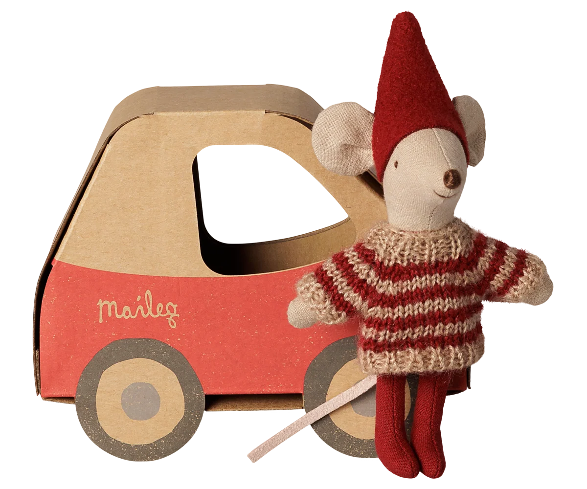 Maileg Christmas Mouse - Little Sister in Car Box