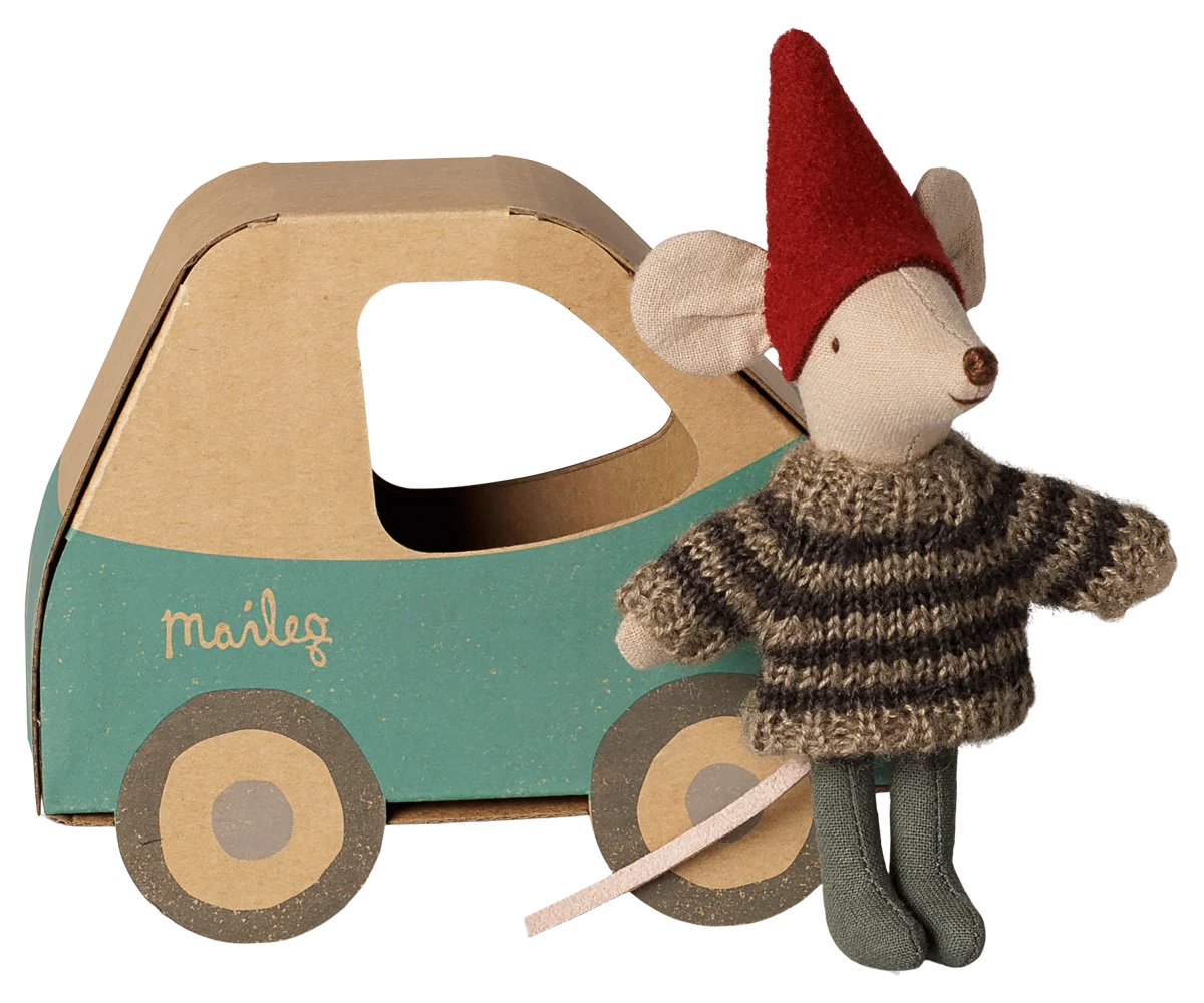 Maileg Christmas Mouse - Little Brother in Car Box