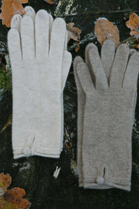 Oats & Rice Cashmere Button Gloves | Cream
