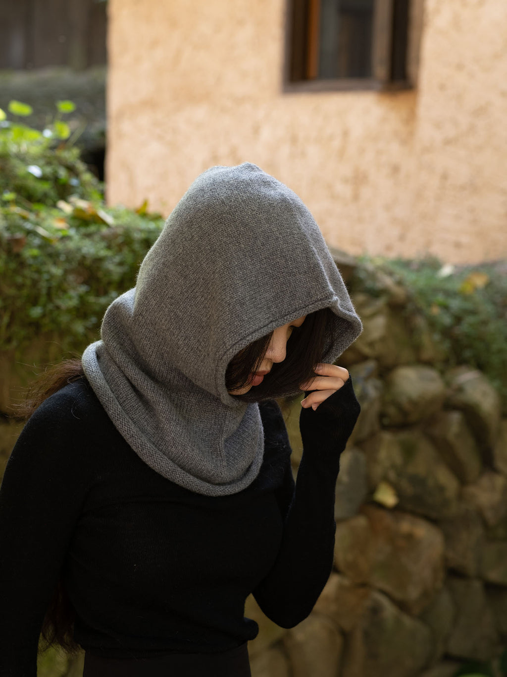 Oats & Rice Rolled Edge Balaclava | Charcoal Grey