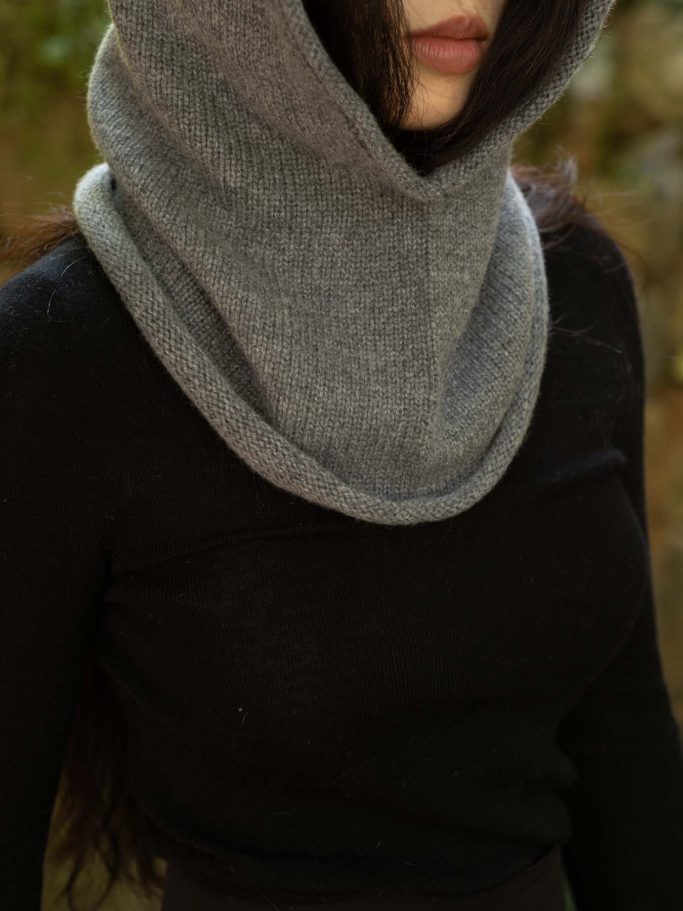 Oats & Rice Rolled Edge Balaclava | Charcoal Grey