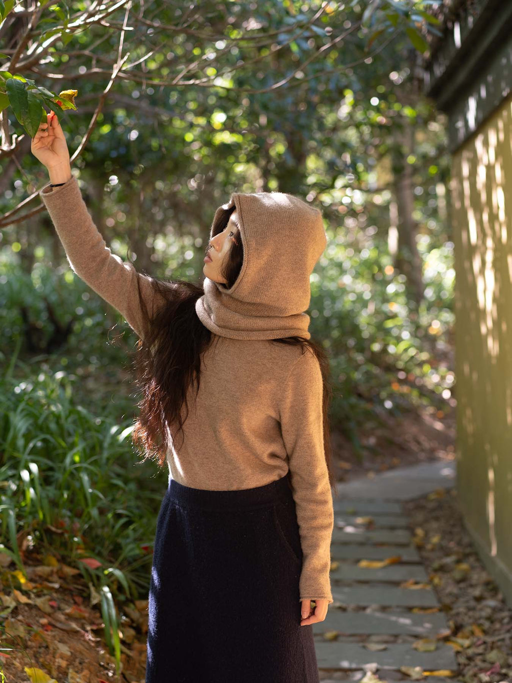 Oats & Rice Cashmere Rolled Edge Balaclava | Taupe
