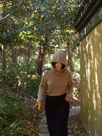 Oats & Rice Cashmere Rolled Edge Balaclava | Taupe