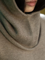 Oats & Rice Cashmere Rolled Edge Balaclava | Taupe