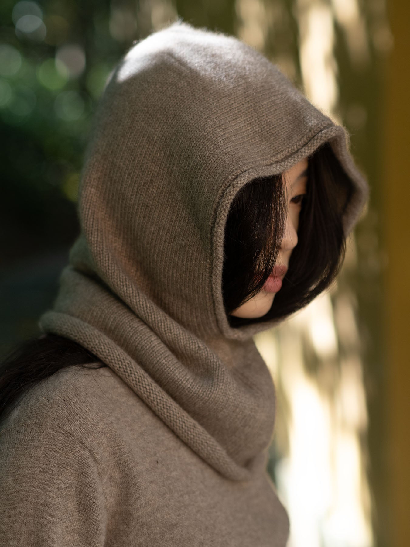 Oats & Rice Cashmere Rolled Edge Balaclava | Taupe