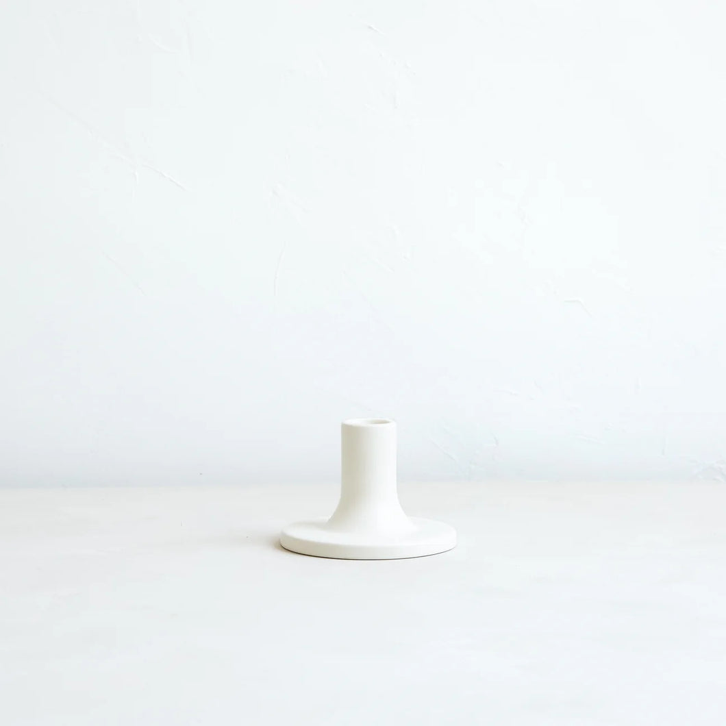 The Floral Society - Ceramic Taper Holder Medium | Matte White