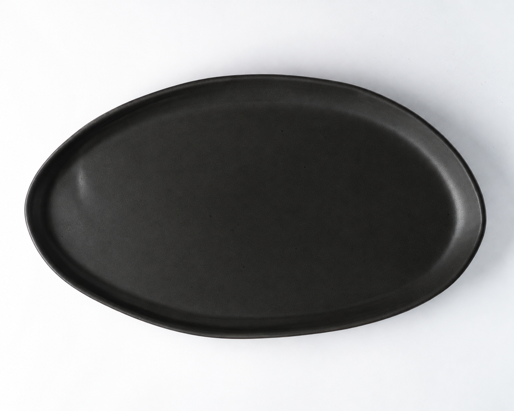 Haand Oval Platter - Ripple | 18 in - Matte Black