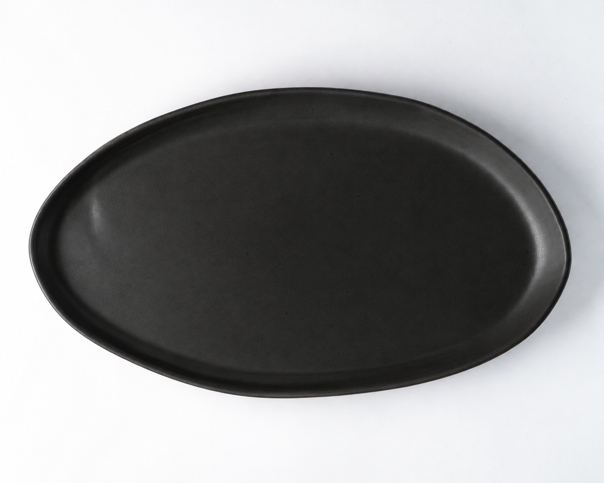Haand Oval Platter - Ripple | 18 in - Matte Black