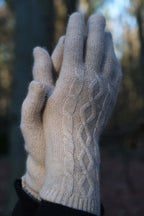 Oats & Rice Cashmere Cable Gloves | Cream