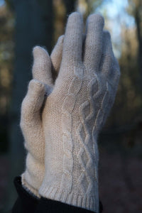 Oats & Rice Cashmere Cable Gloves | Cream