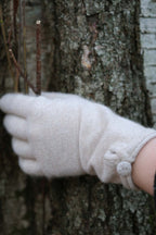 Oats & Rice Cashmere Button Gloves | Cream