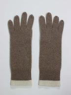 Oats & Rice Cuffed Cashmere Gloves | Brown