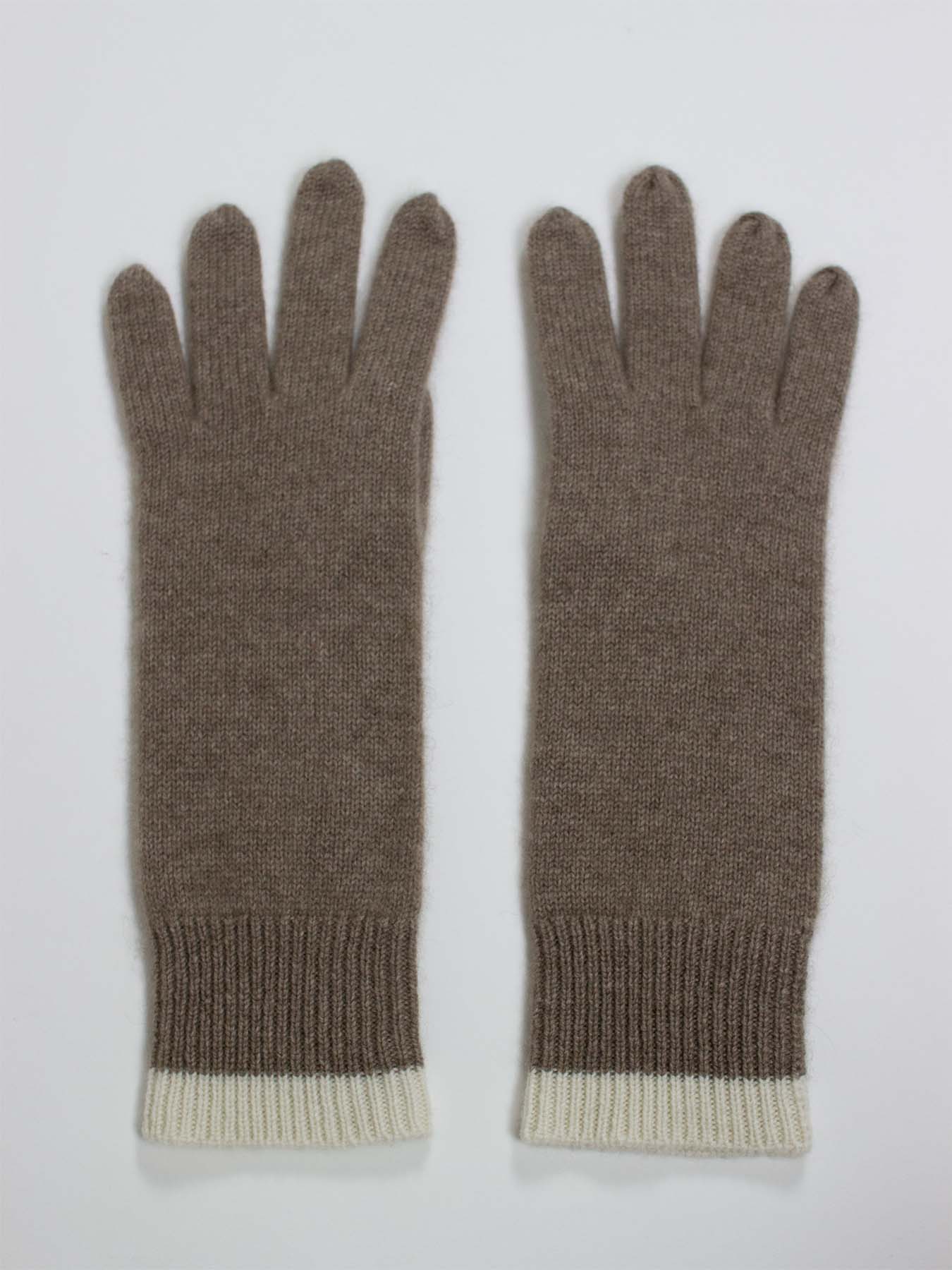 Oats & Rice Cuffed Cashmere Gloves | Brown