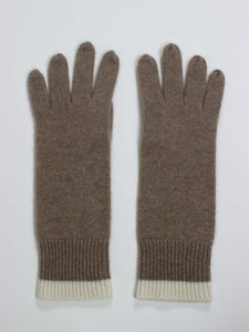 Oats & Rice Cuffed Cashmere Gloves | Brown