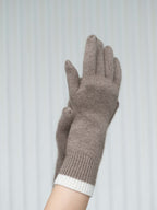 Oats & Rice Cuffed Cashmere Gloves | Brown