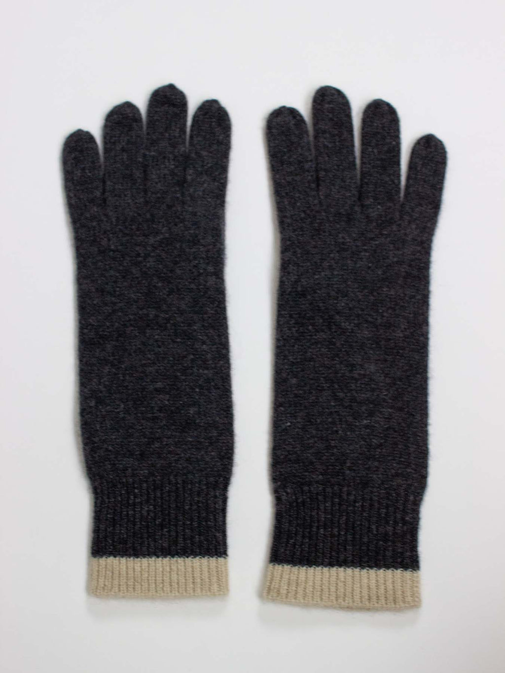 Oats & Rice Cuffed Cashmere Gloves | Charcoal