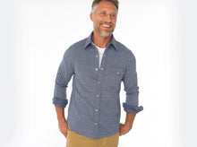 Load image into Gallery viewer, Criquet Chill Knit Pearl Snap Shirt | Navy
