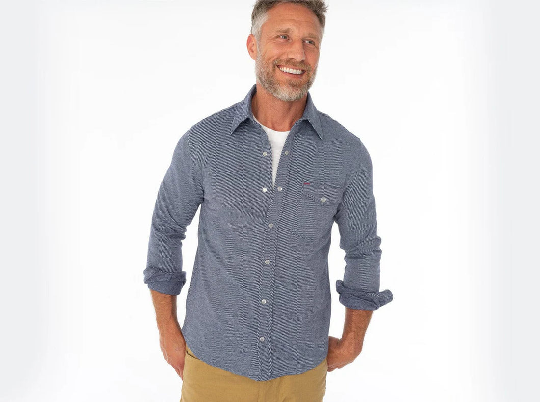 Criquet Chill Knit Pearl Snap Shirt | Navy