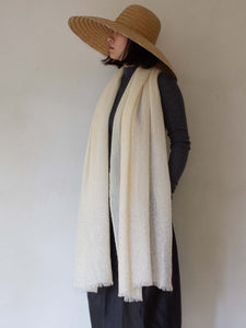 Oats & Rice Diamante Cashmere Shawl | White