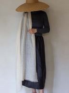 Oats & Rice Diamante Cashmere Shawl | White