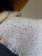 Oats & Rice Diamante Cashmere Shawl | White