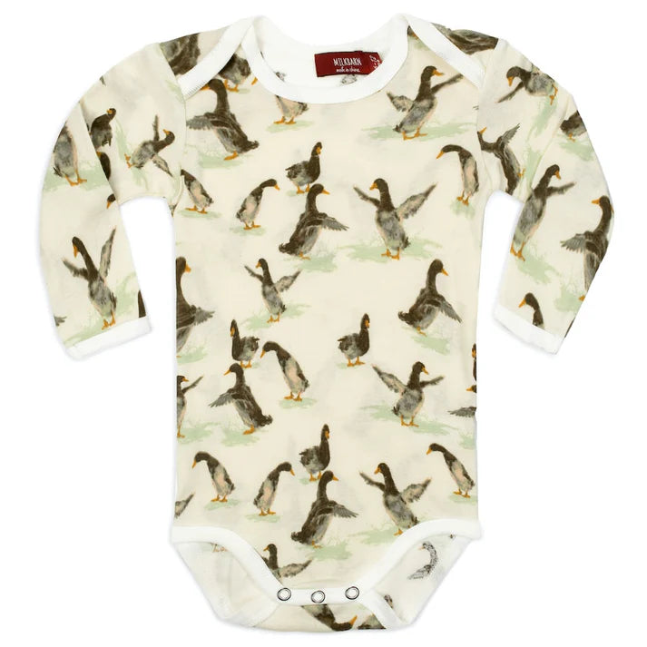 Milkbarn Organic Cotton Long Sleeve One Piece | Duck
