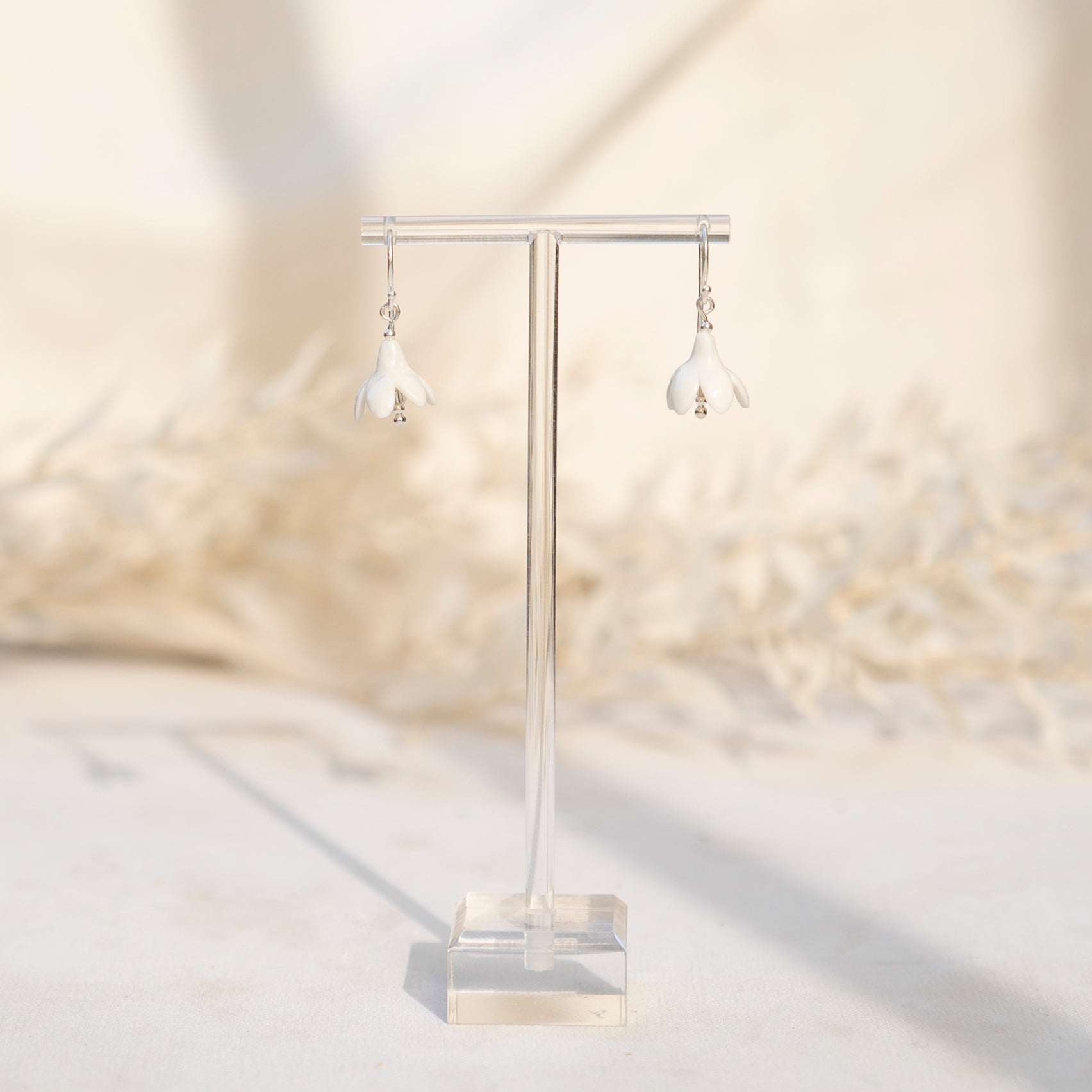 Purely Porcelain Floral Earrings | Snowdrops