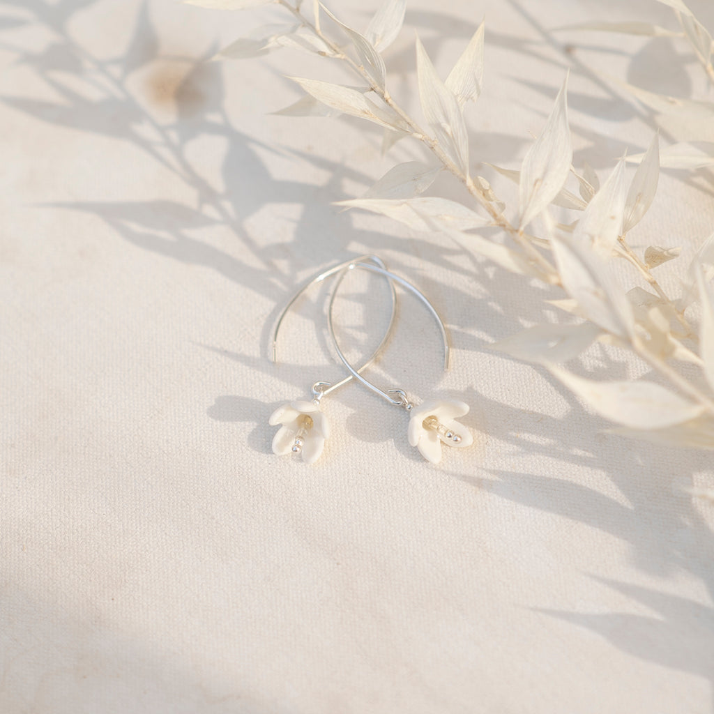 Purely Porcelain Floral Earrings | Snowdrops