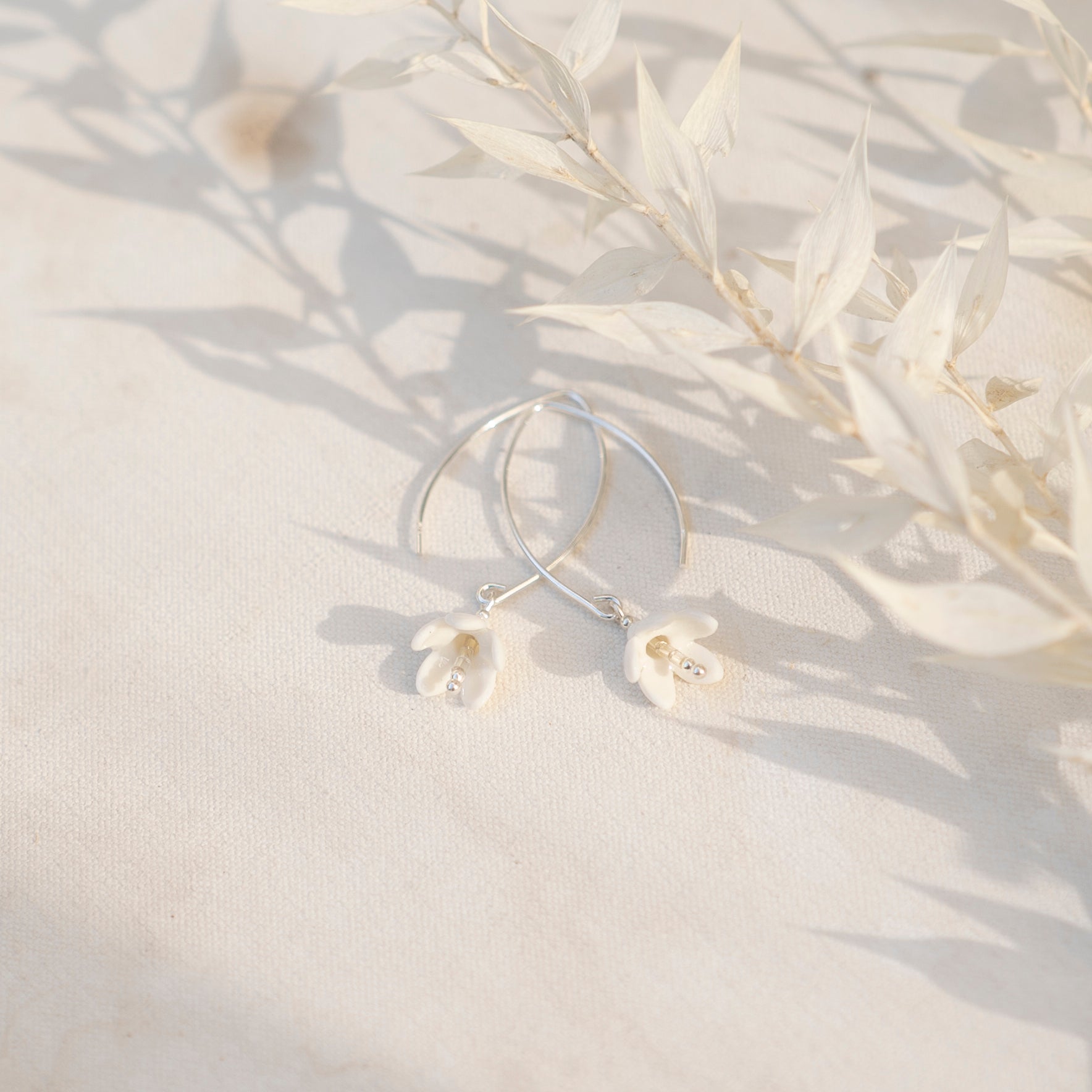 Purely Porcelain Floral Earrings | Snowdrops