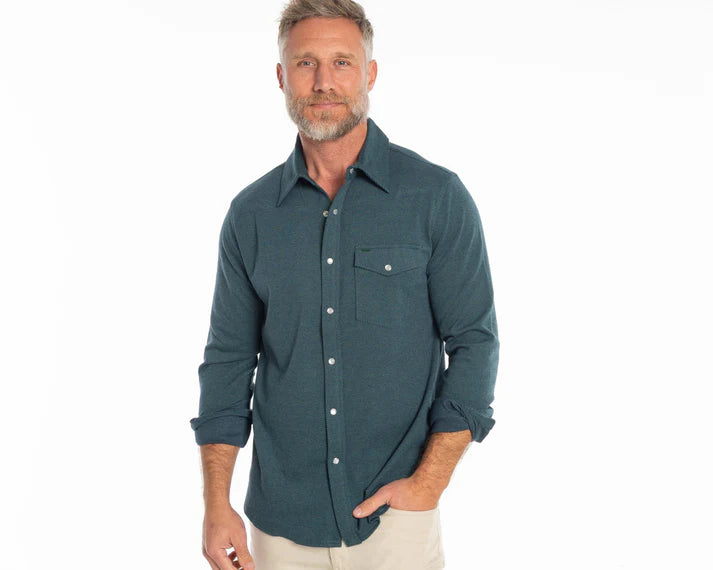 Criquet Chill Knit Pearl Snap Shirt | Sapphire