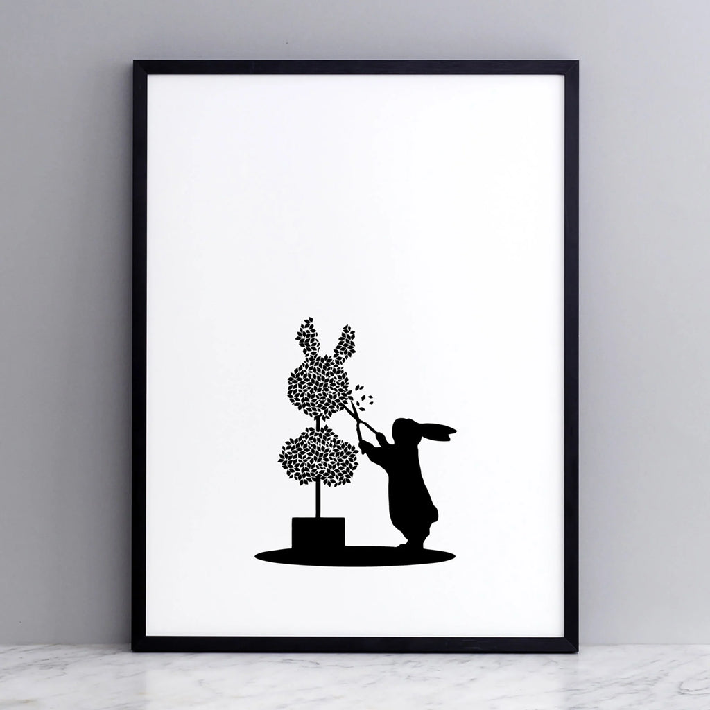 HAM Fine Art Hand-Pulled Screen Print - Topiary Rabbit