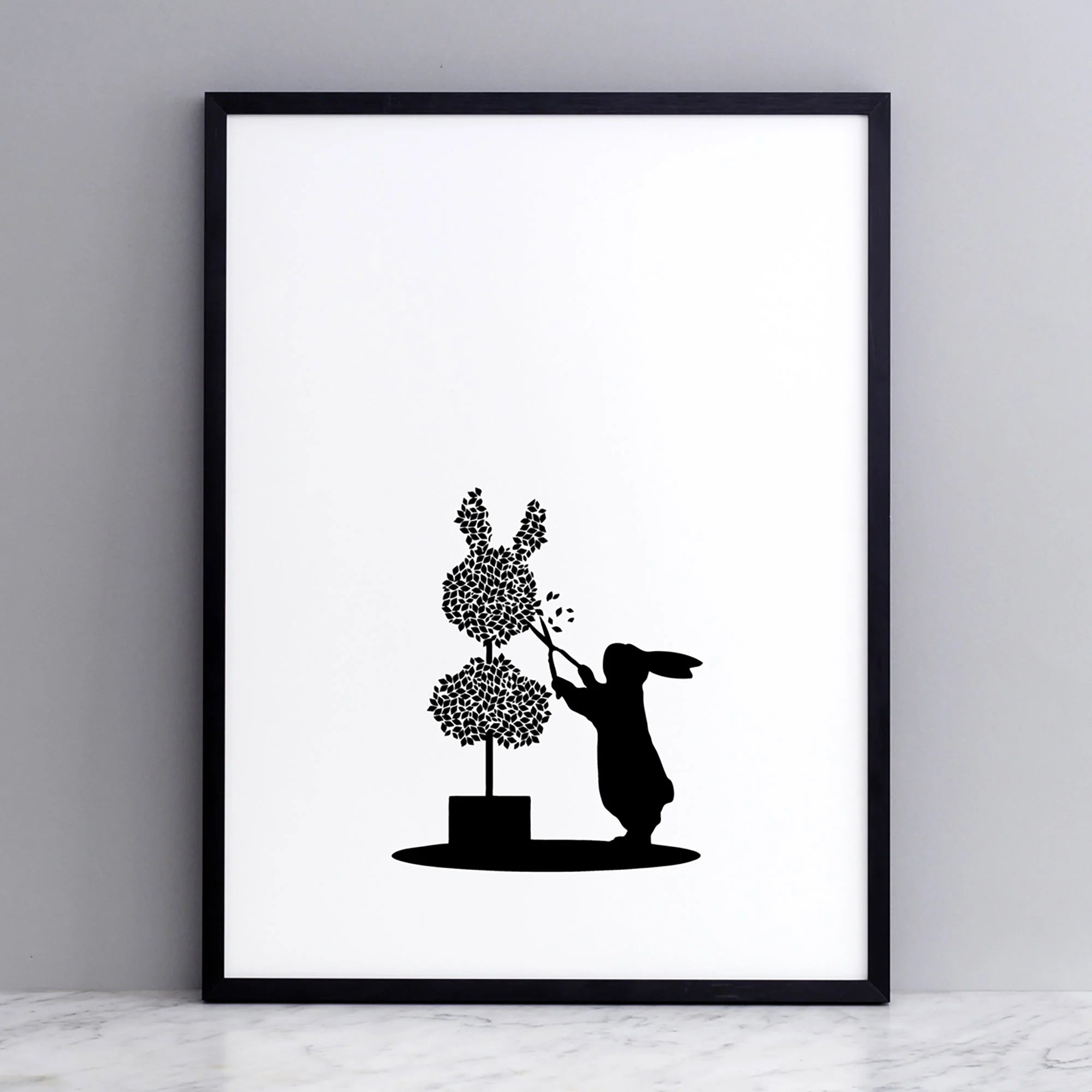 HAM Fine Art Hand-Pulled Screen Print - Topiary Rabbit