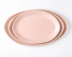 Haand Oval Platter - Ripple | 15 in - Buttermilk Pink