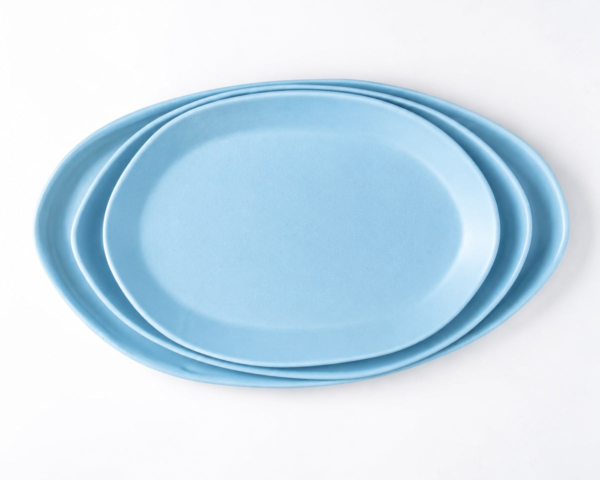 Haand Oval Platter - Ripple | 15 in - Robin's Egg