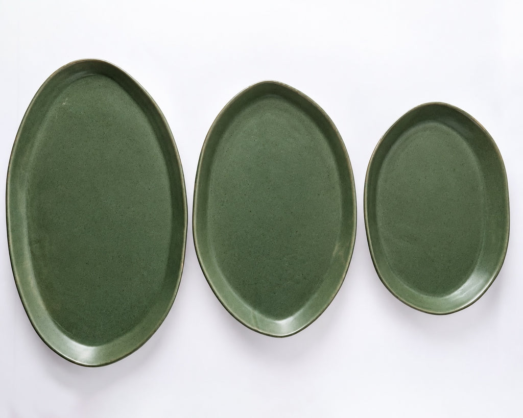 Haand Oval Platter - Ripple | 18 in - Fern