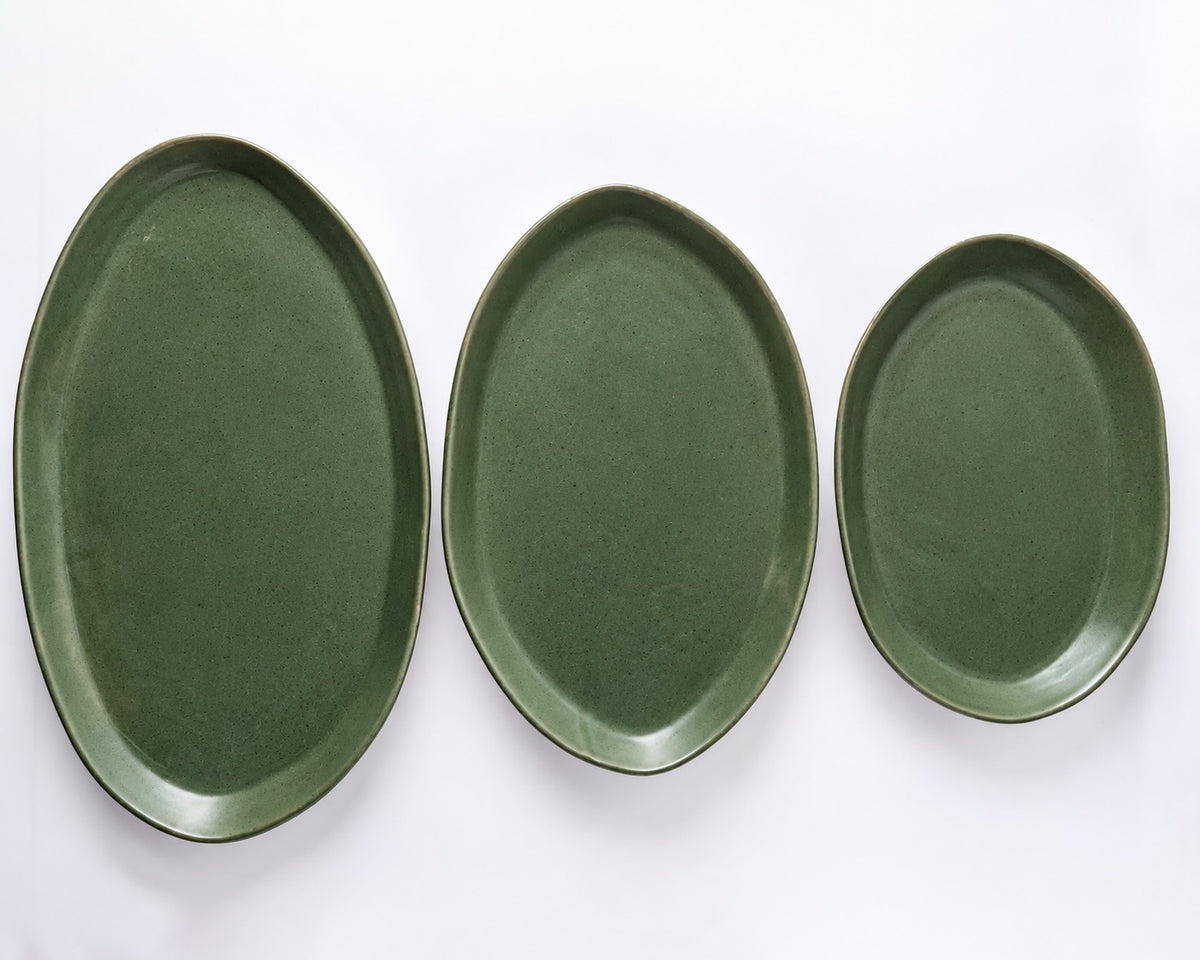Haand Oval Platter - Ripple | 13 in - Fern