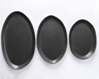Haand Oval Platter - Ripple | 18 in - Matte Black