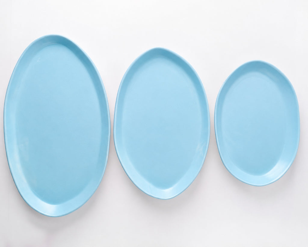 Haand Oval Platter - Ripple | 18 in - Robin's Egg