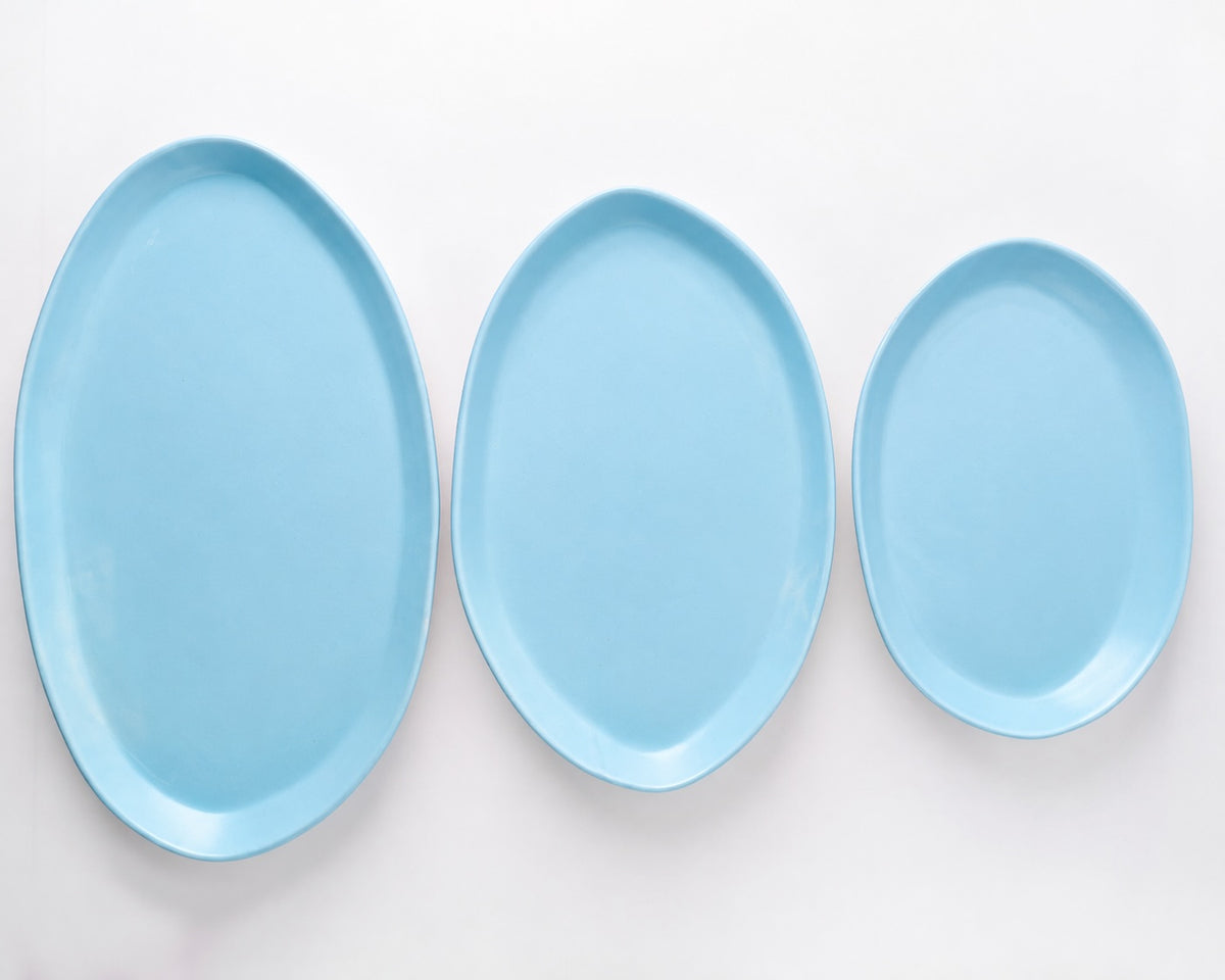 Haand Oval Platter - Ripple | 15 in - Robin's Egg