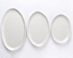 Haand Oval Platter - Ripple | 15 in - Matte White