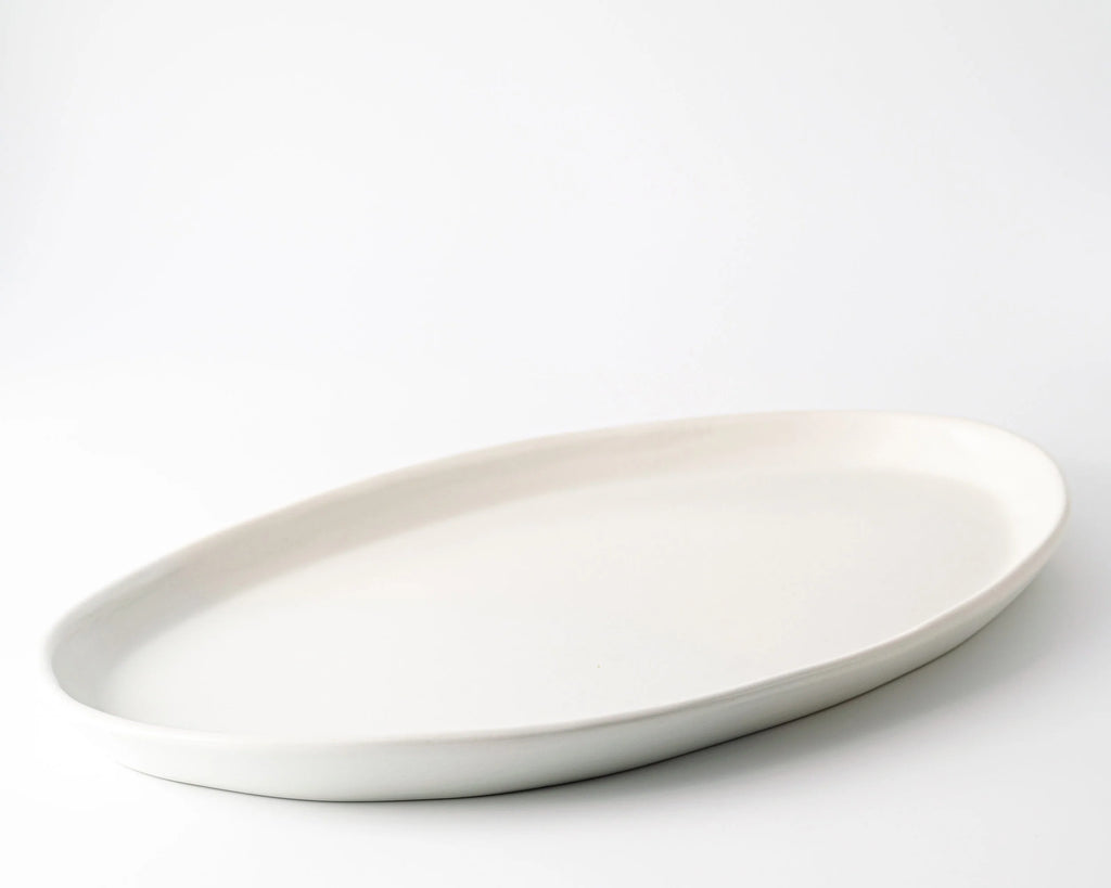 Haand Oval Platter - Ripple | 18 in - Matte Grey