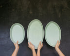 Haand Oval Platter - Ripple | 15 in - Celadon