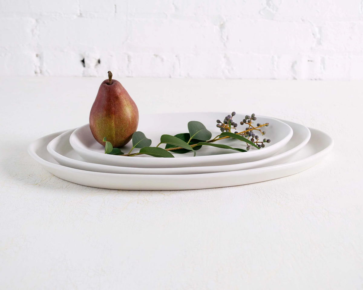 Haand Oval Platter - Ripple | 15 in - Buttermilk Pink