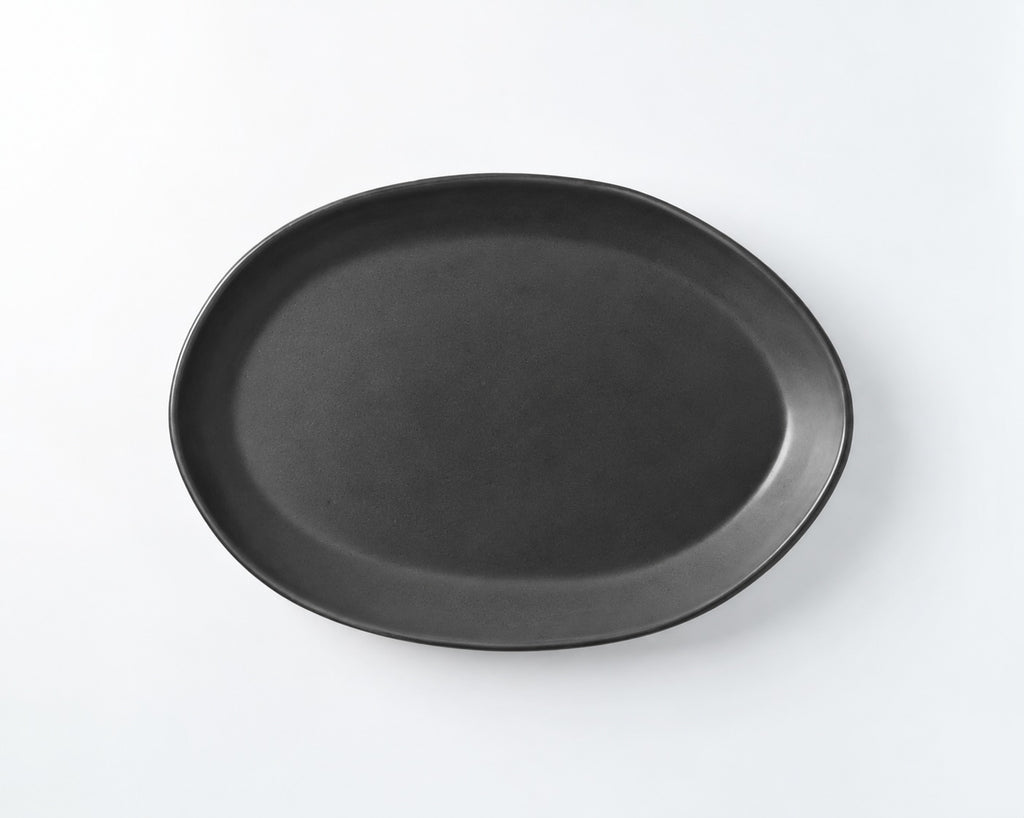 Haand Oval Platter - Ripple | 13 in - Matte Black